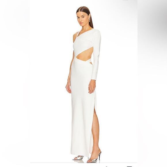 Michael Costello x Revolve Marianna gown maxi dress white cut out high slit XXS - Picture 3 of 11